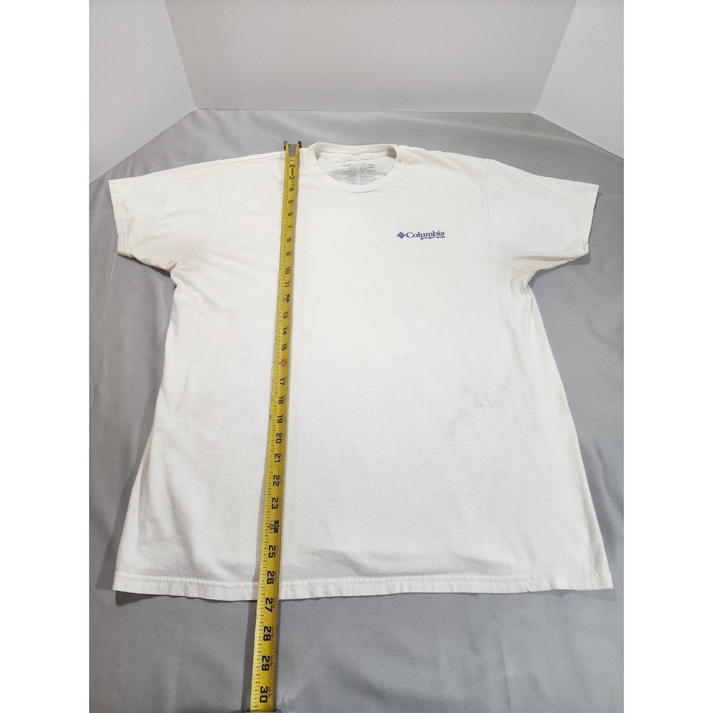 Columbia PFG Mens White Graphic T-Shirt Marlin American Flag Size Large - Picture 3 of 10